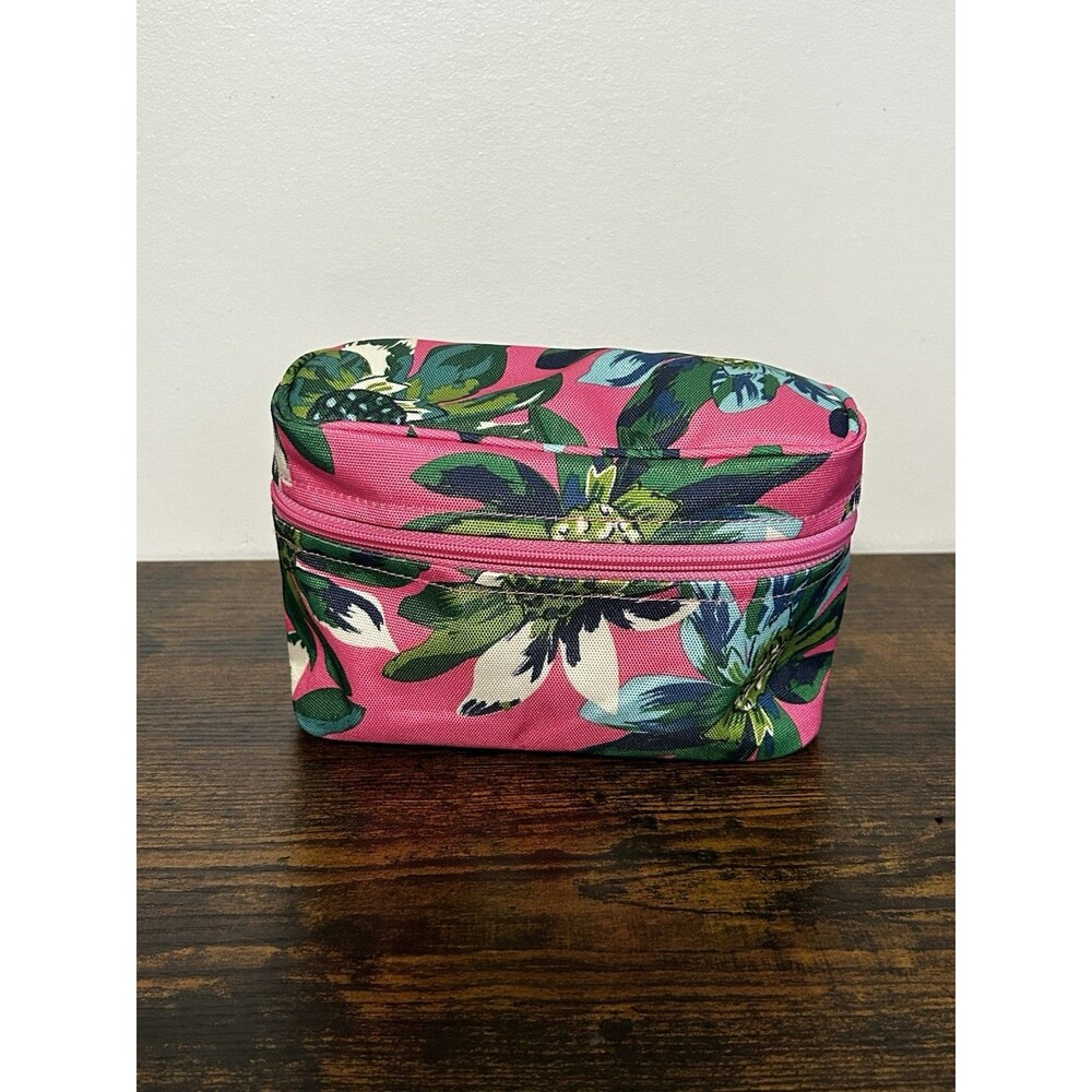 Vera Bradley medium cosmetic makeup bag Pink Tropical Paradise floral pattern
